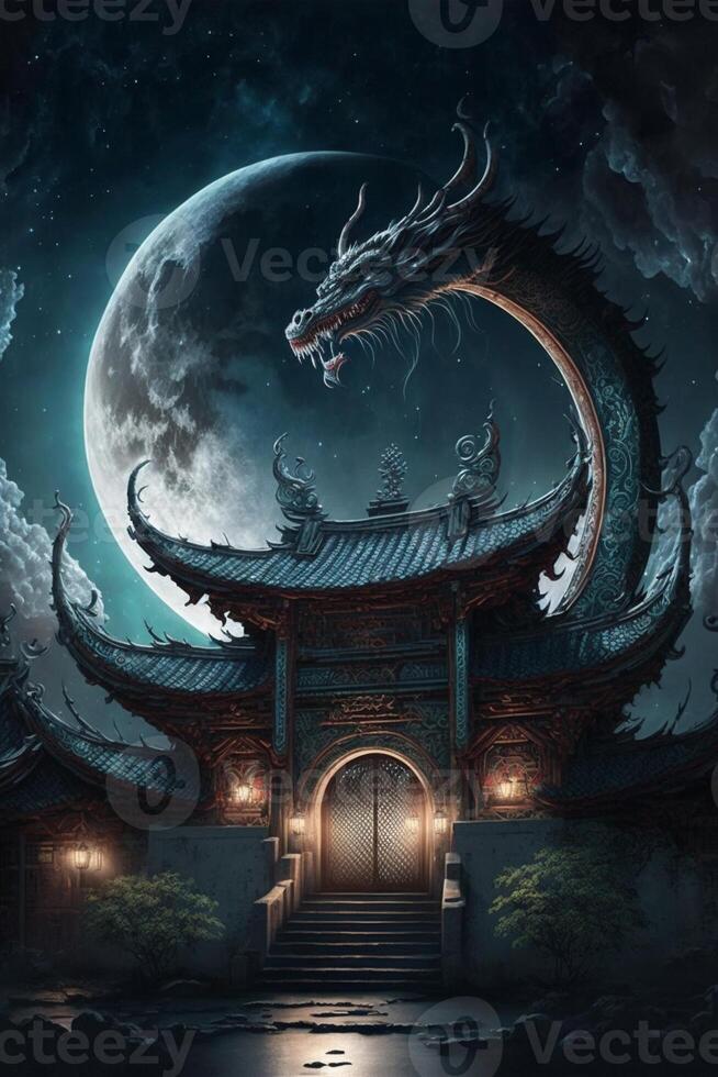 dragon that is standing in front of a building. . photo