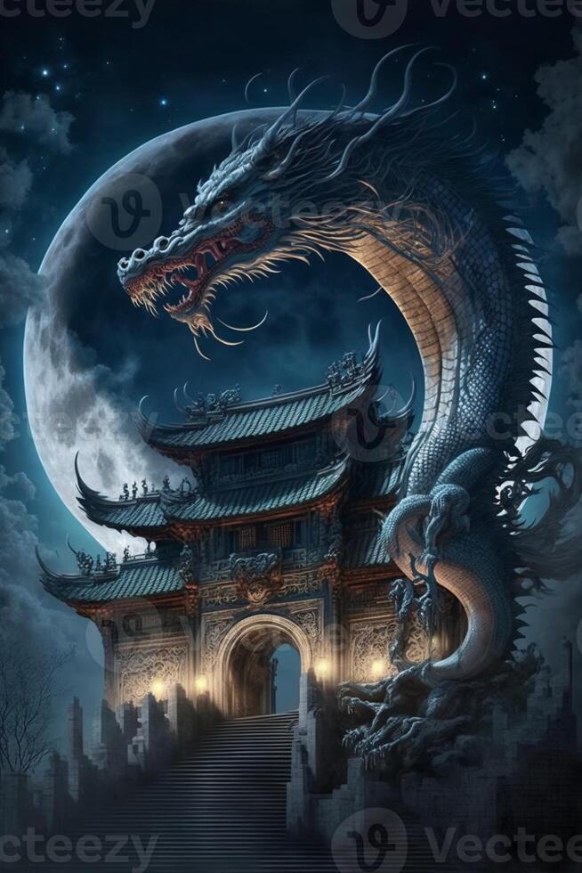 dragon that is standing in front of a building. . photo