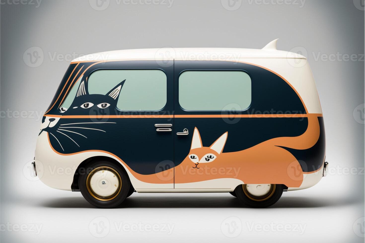 camioneta con un gato pintado en el lado de él. generativo ai. foto