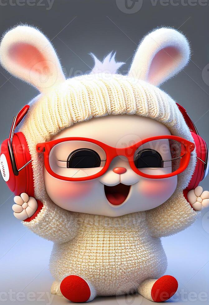 pixar stylea super cute and happy whit rabbit. . photo