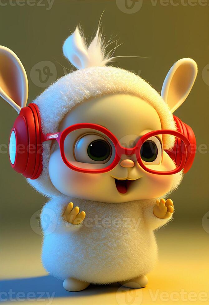 pixar stylea super cute and happy whit rabbit. . photo