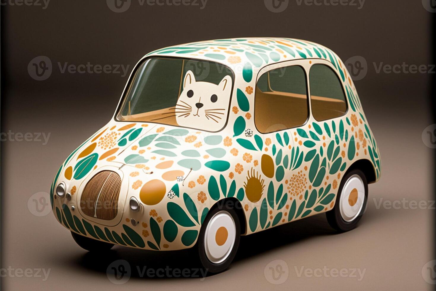 toy car with a cat painted on it. . photo