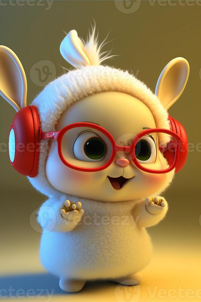 pixar stylea super cute and happy whit rabbit. . photo