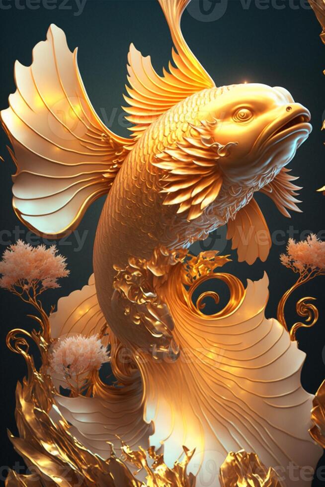 oriental mitología dorado peces koi generativo ai. foto
