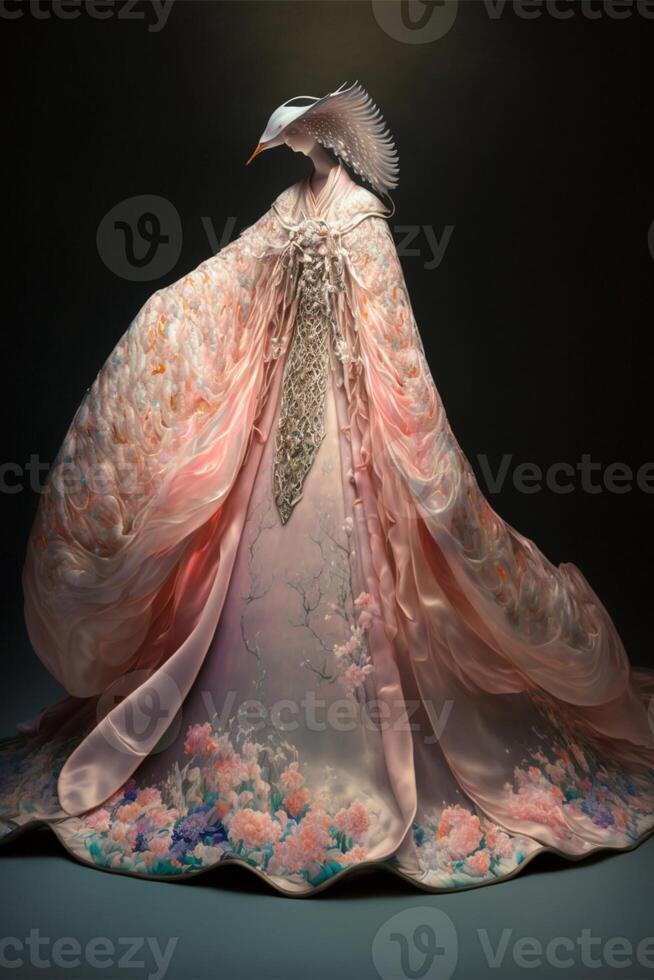 a beautiful painting of beautiful girl wedding dress. . photo