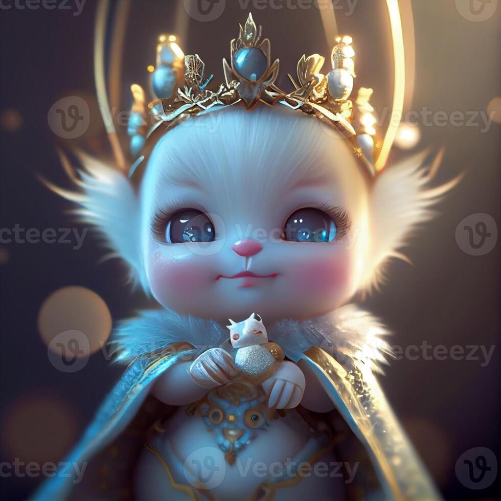 linda linda pequeño conejito muñeca vestido como nieve reina. generativo ai. foto