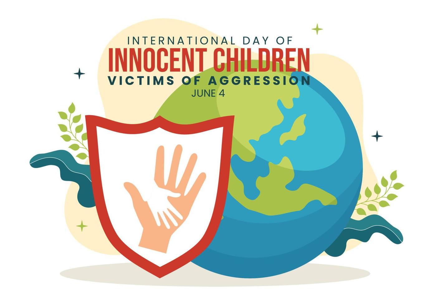 International Day of Innocent Children Victims of Aggression Vector Illustration with Kids Sad Pensive and Cries in Flat Cartoon Hand Drawn Templates