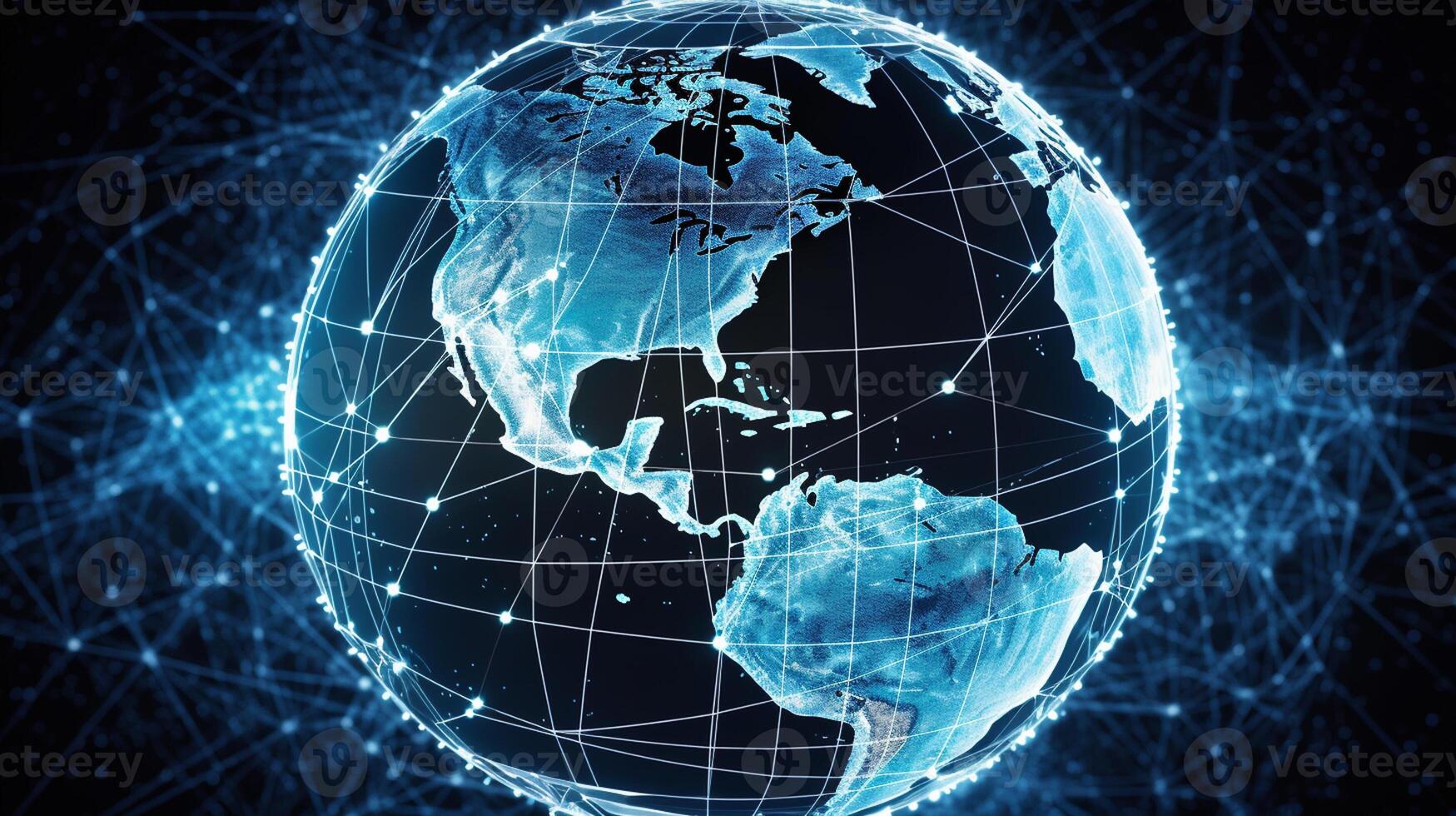 Global network connection over planet Earth. 3d rendering toned image photo