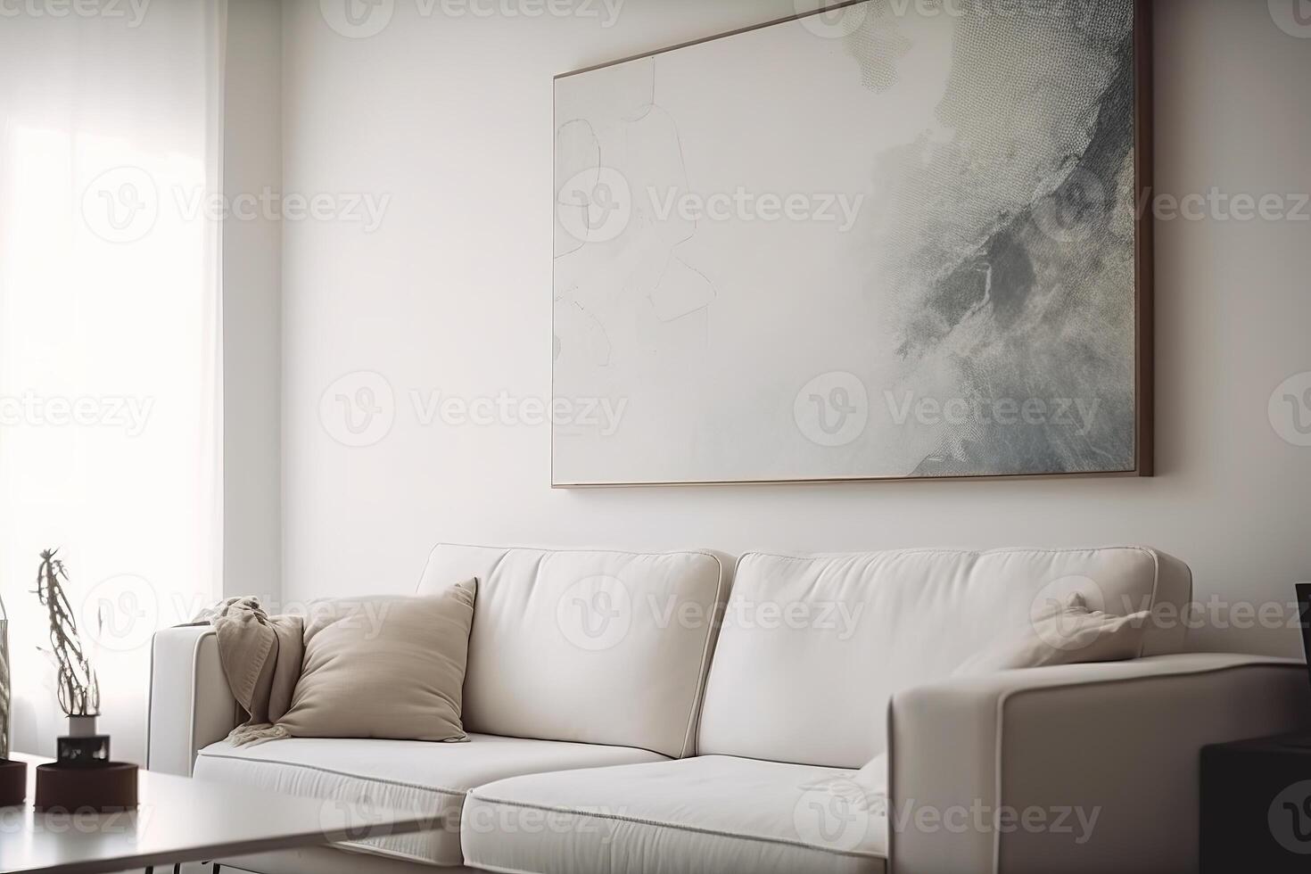 Canvas Inside of a Living Room for a Wall Art Mockup Illustration with photo