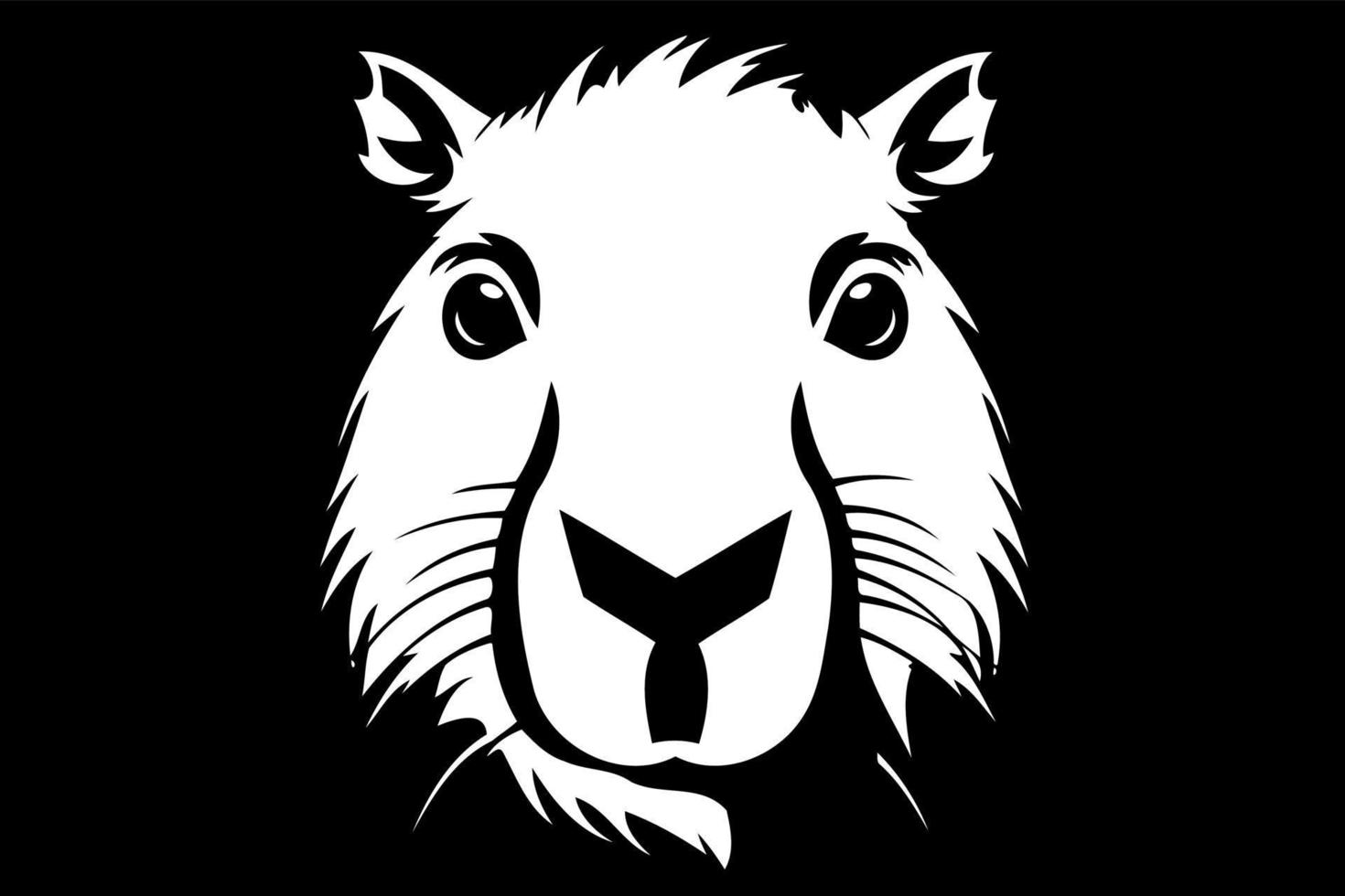 animal mammal capybara head in black and white vector