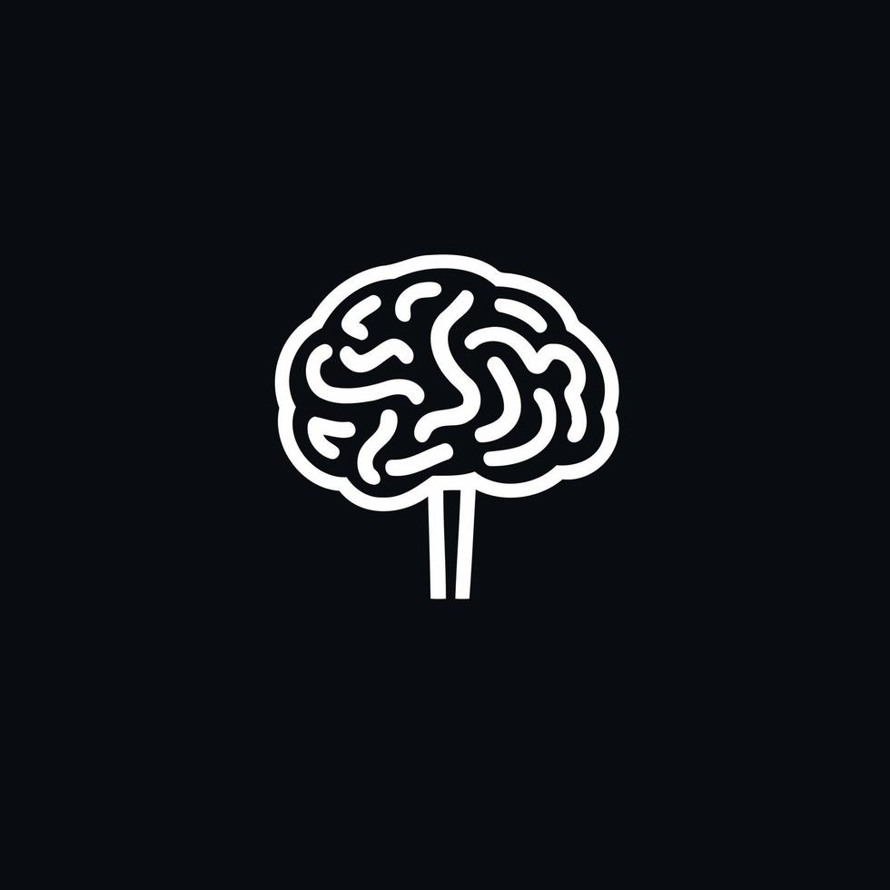 negro y blanco humano cerebro logo vector