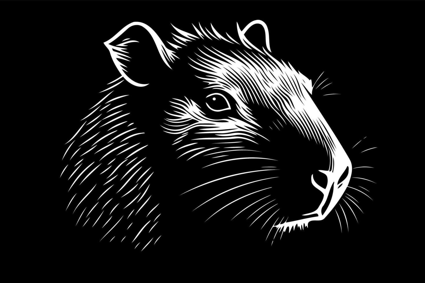 animal mammal capybara head in black and white vector