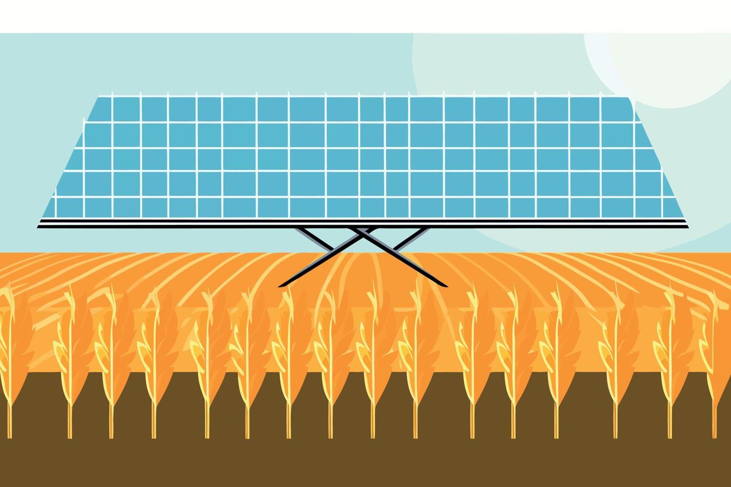 solar energy panels on a wheat field vector