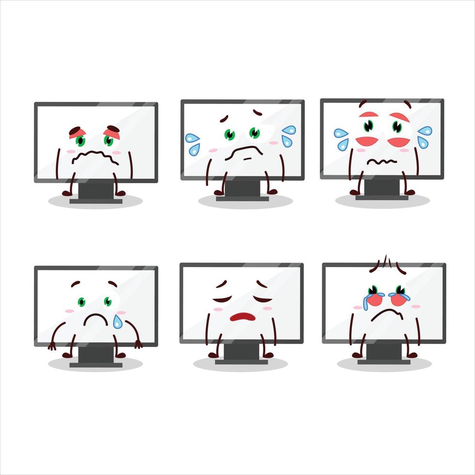 Monitor cartoon in character with sad expression vector