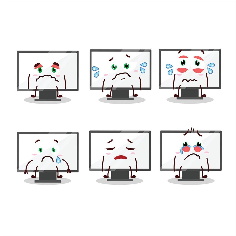 monitor dibujos animados en personaje con triste expresión vector