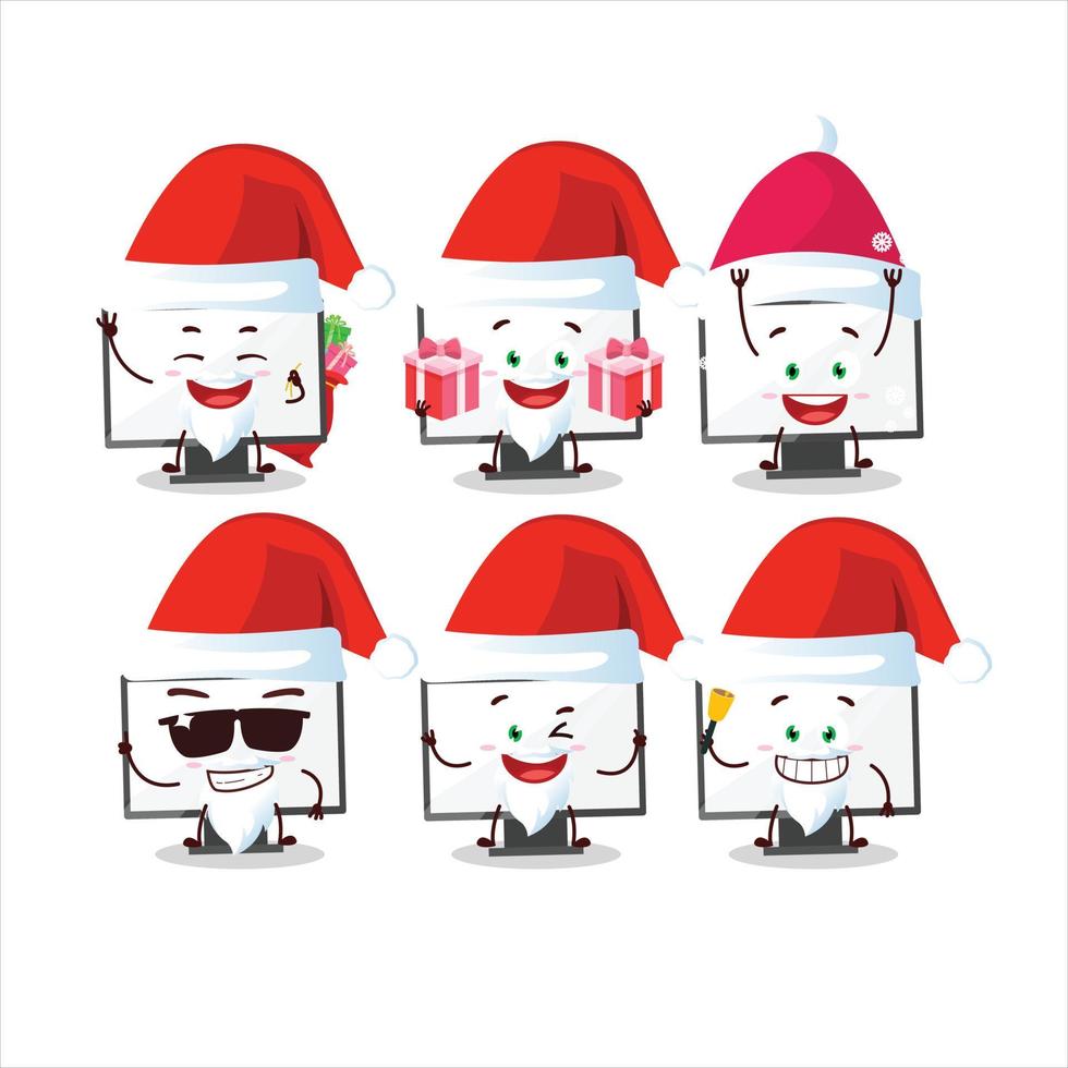 Papa Noel claus emoticones con monitor dibujos animados personaje vector