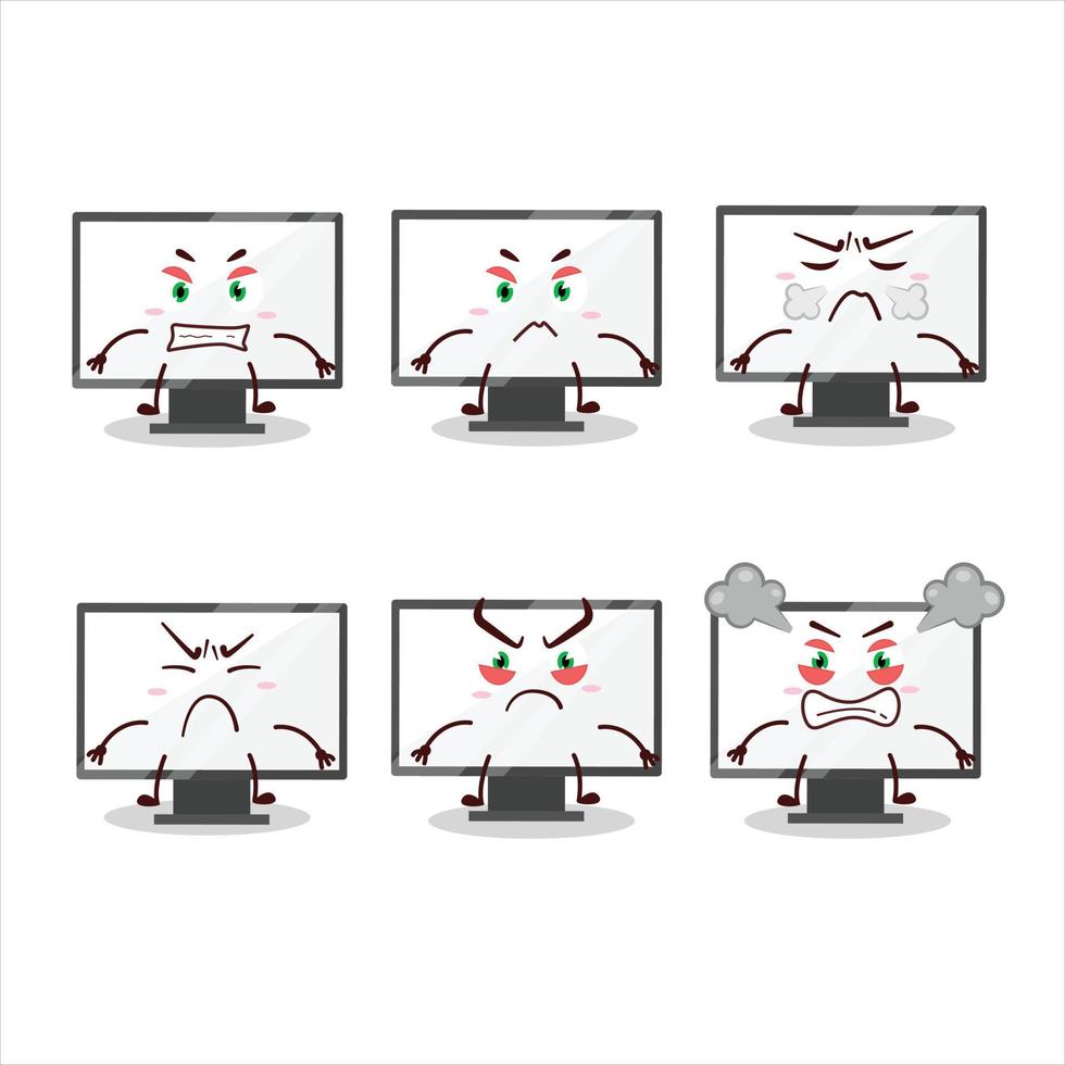 Monitor cartoon character with various angry expressions vector