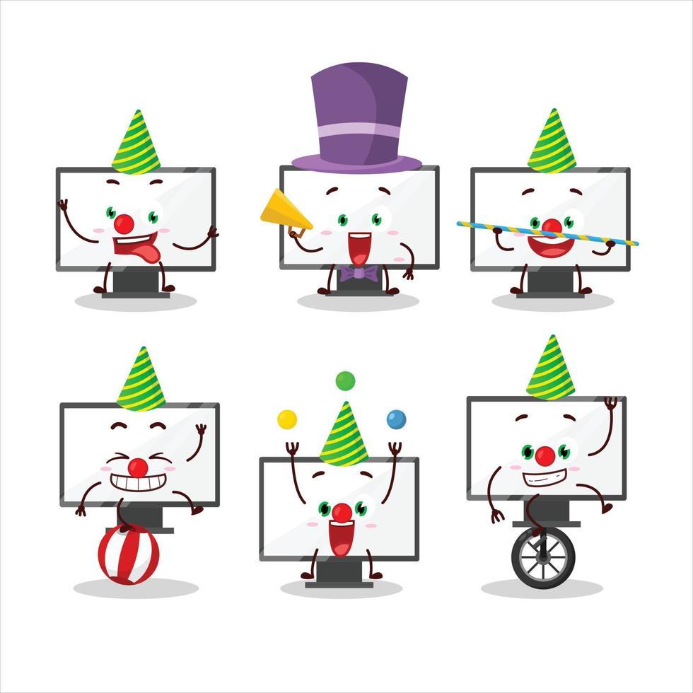 Cartoon character of monitor with various circus shows vector