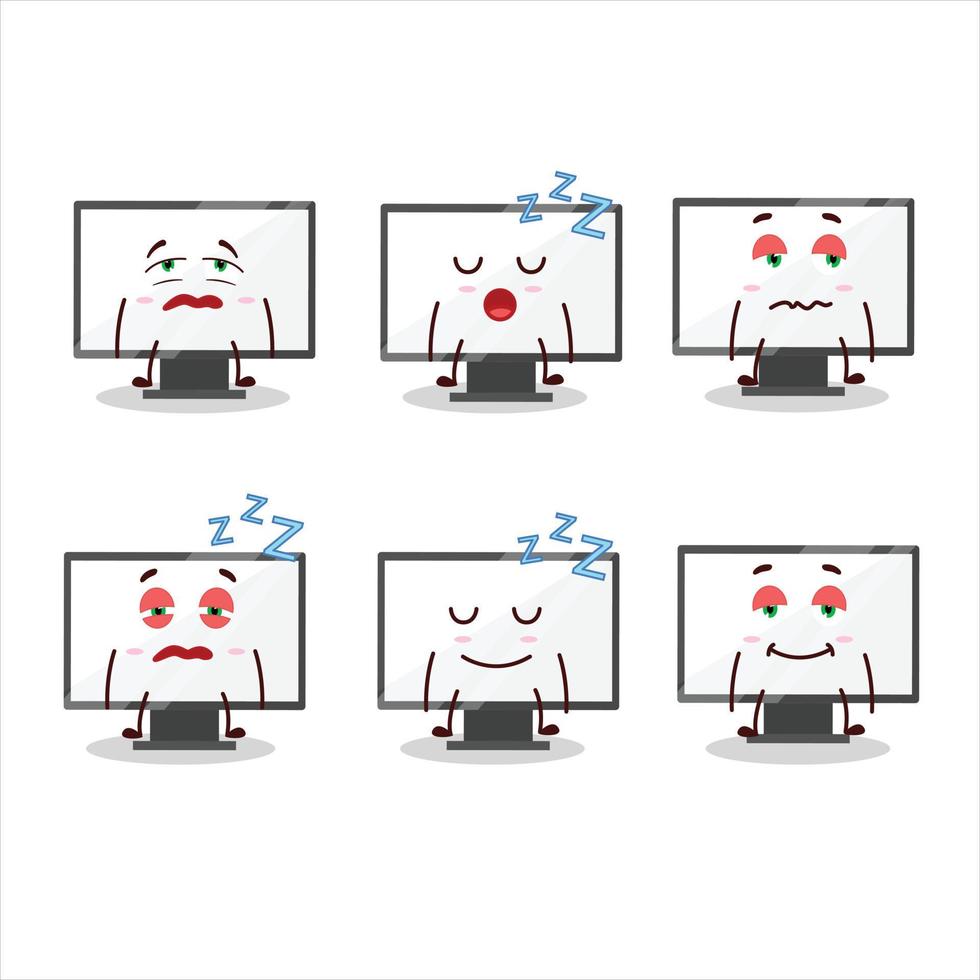 Cartoon character of monitor with sleepy expression vector