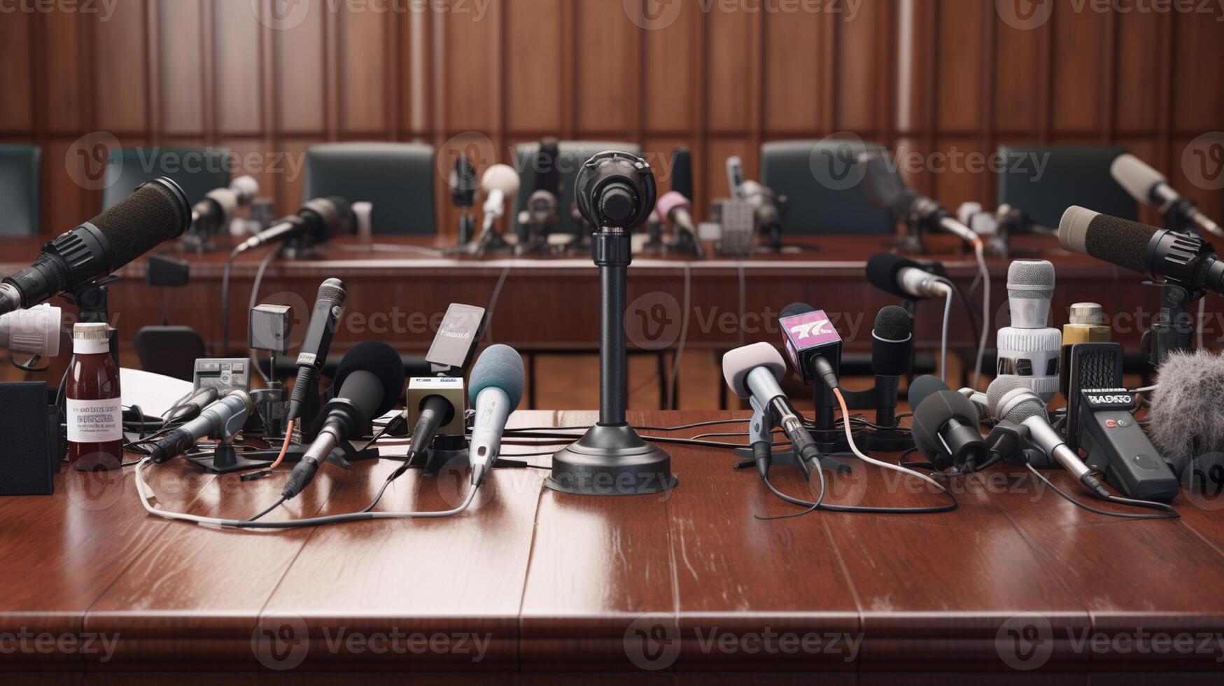 mics on table press freedom day concept photo