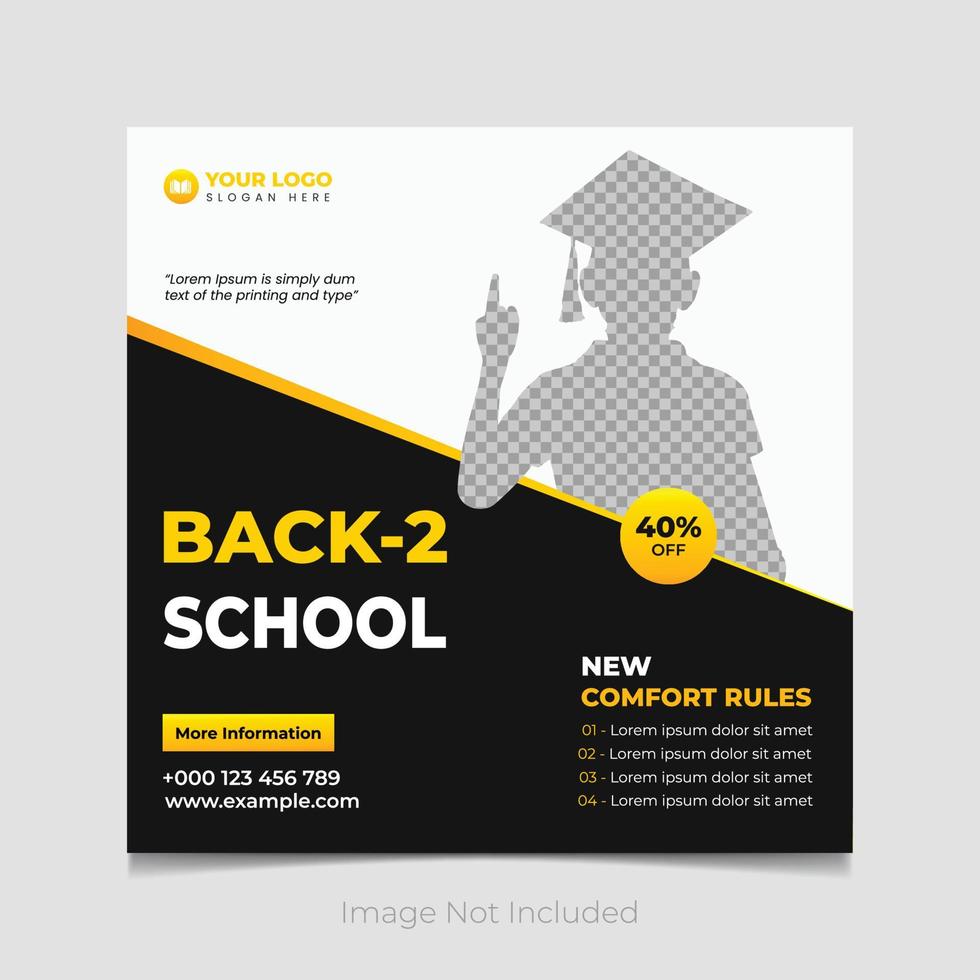 Back to school admission social media post template vector