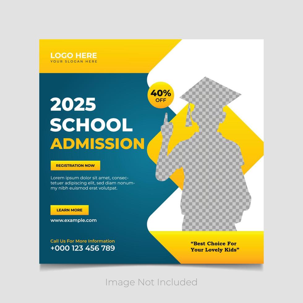 Back to school admission social media post template vector