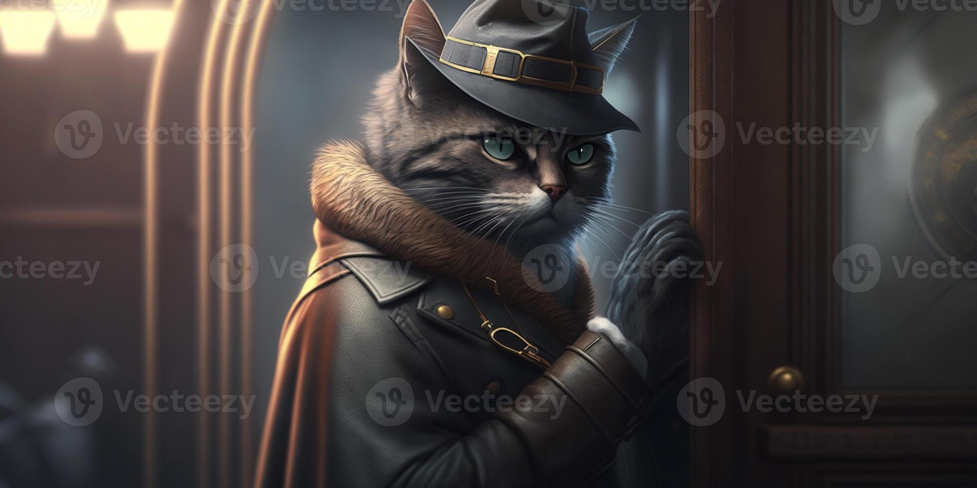 a cat in spy outfit photo