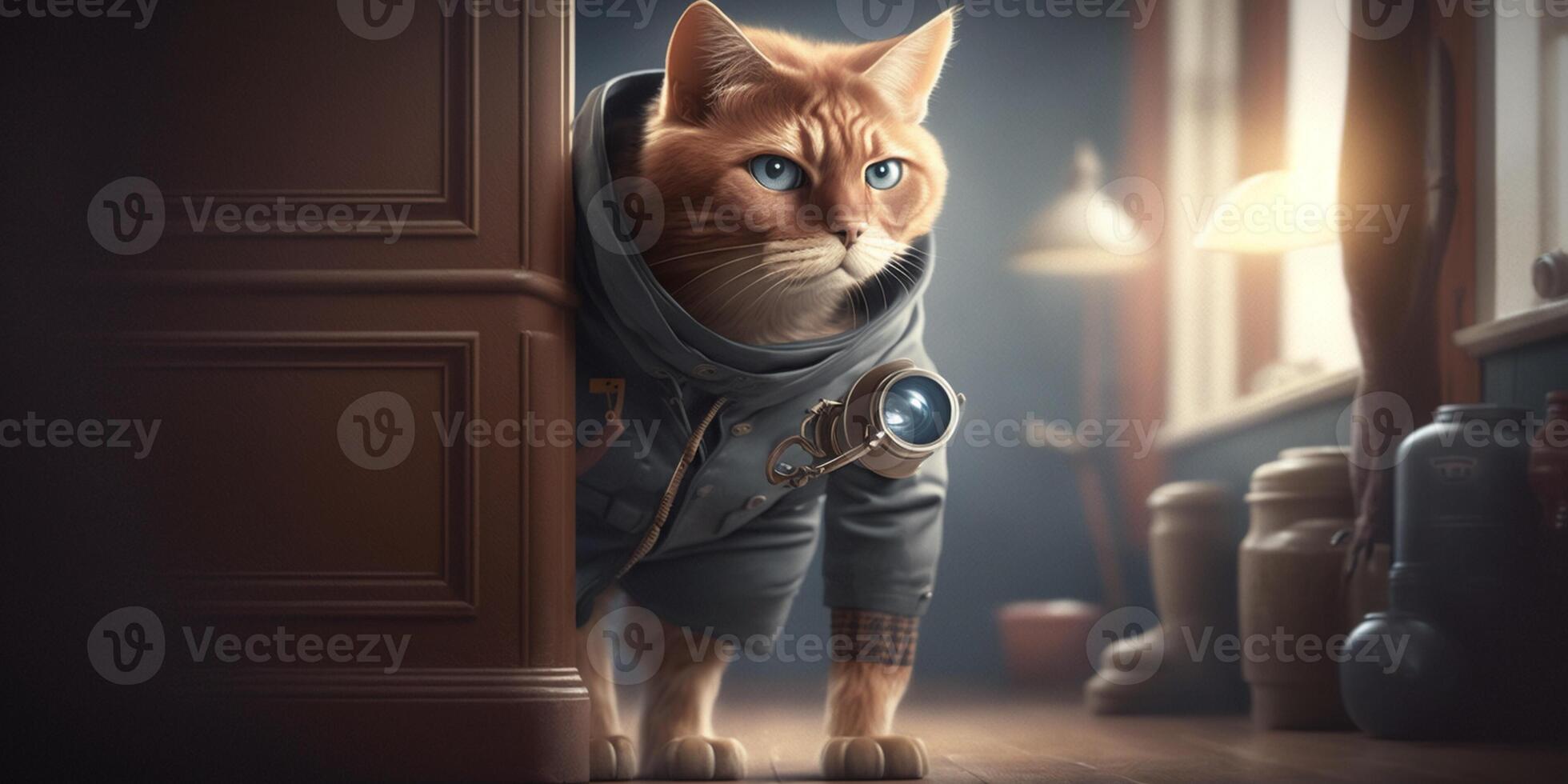 a cat in spy outfit photo