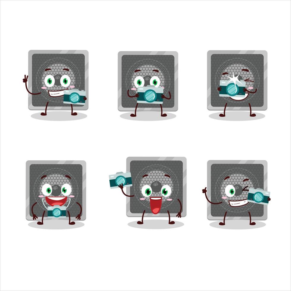 Photographer profession emoticon with Music speaker cartoon character vector