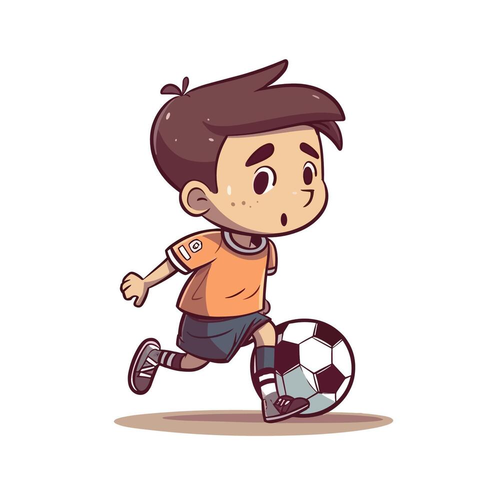Kid Playing Soccer Vector Illustration with