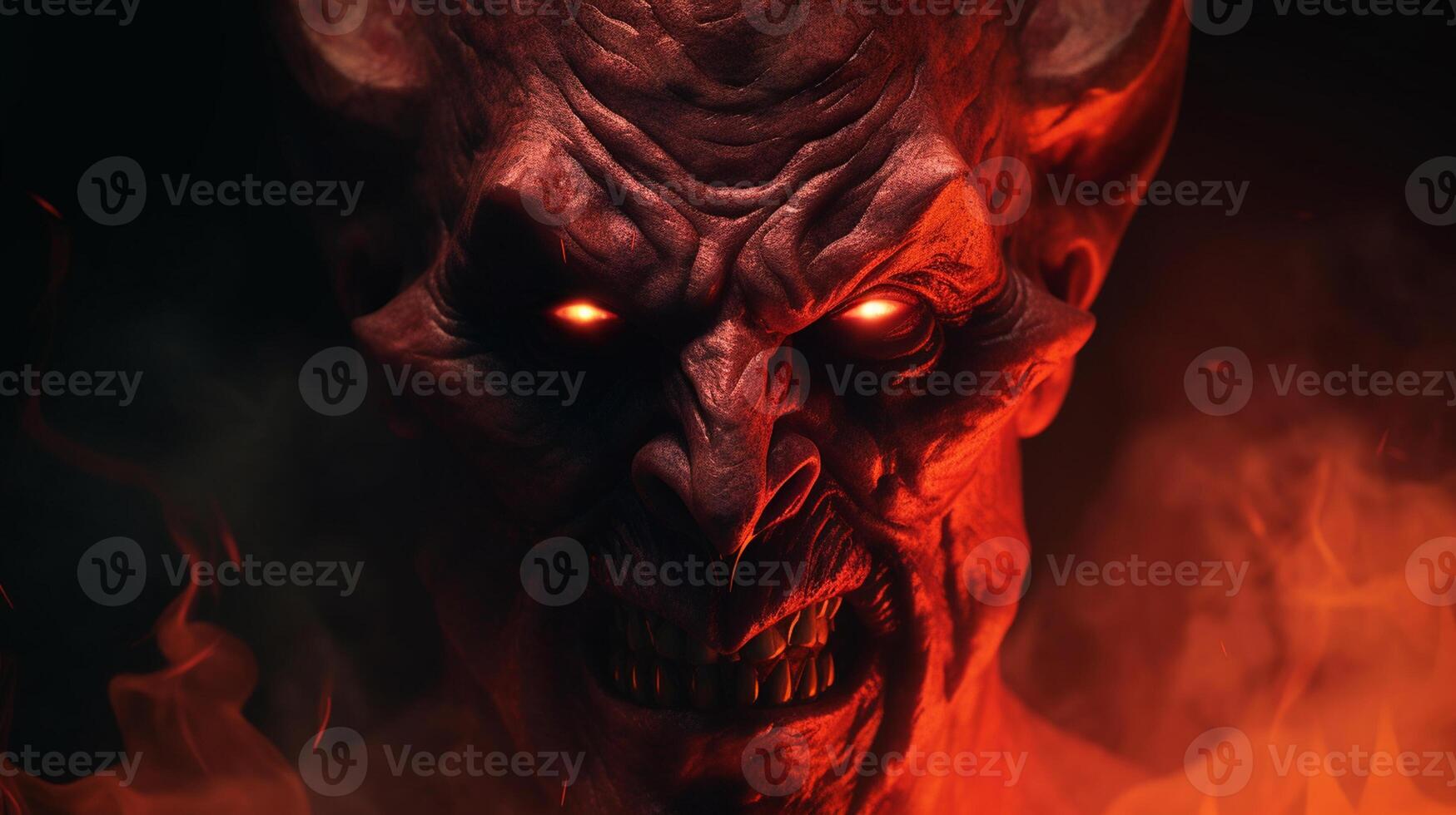 a big devil burning in fire photo