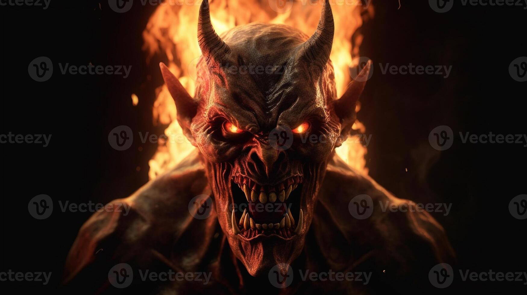 a big devil burning in fire photo