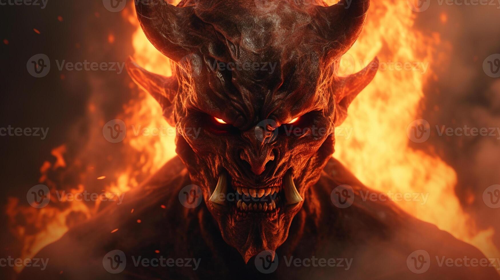 a big devil burning in fire photo