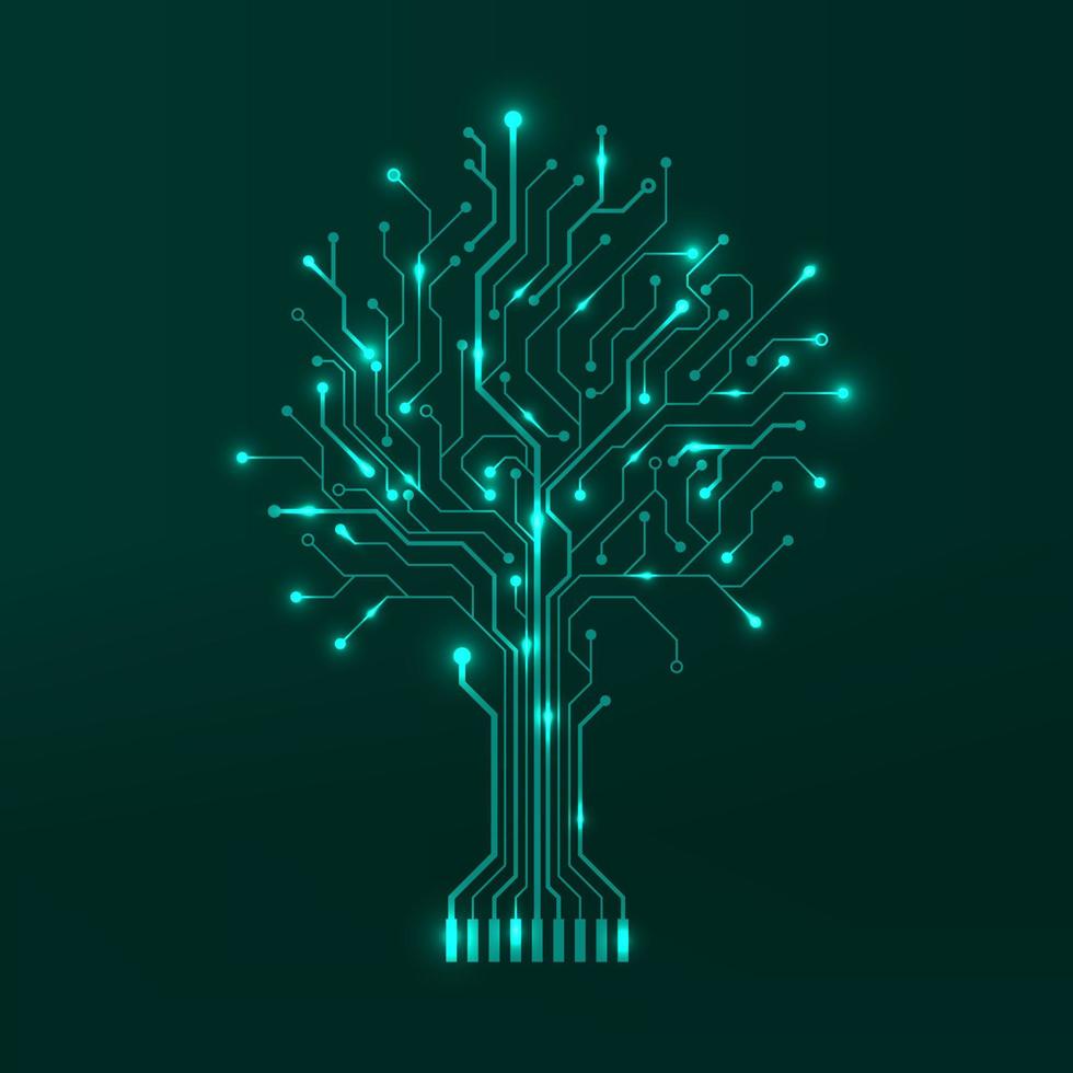 circuito árbol en verde antecedentes. moderno hardware diseño. Ciencias y tecnología concepto. computadora tarjeta madre sistema. vector