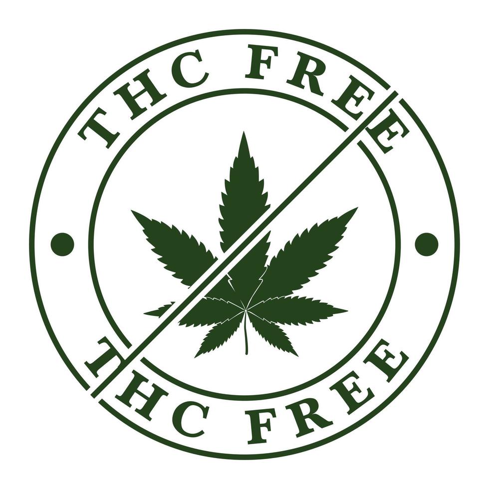 thc free badge, thc free stamp icon , thc free emblem, seal, tag, label for cbd hemp oil label design template elements with marijuana leaves vector