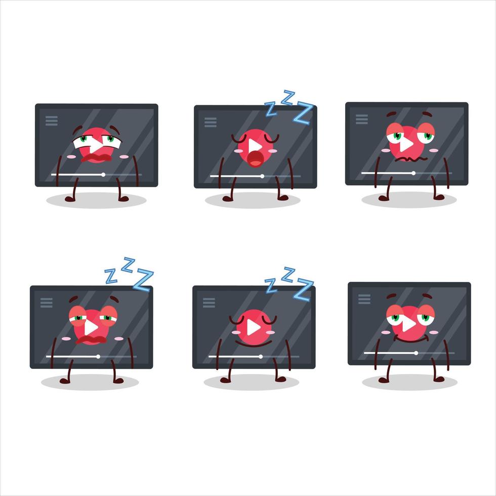 dibujos animados personaje de vídeo jugar botón con soñoliento expresión vector