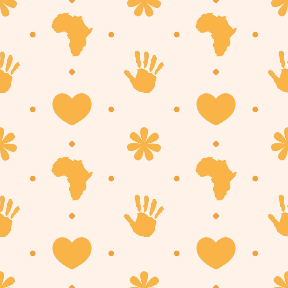 Happy Africa Day Seamless Pattern Design with Culture African Tribal Figures Decoration in Template Hand Drawn Cartoon Flat Illustration vector