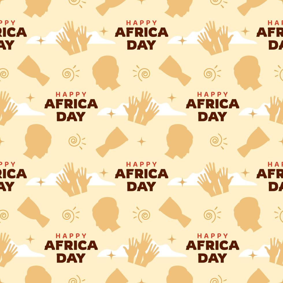Happy Africa Day Seamless Pattern Design with Culture African Tribal Figures Decoration in Template Hand Drawn Cartoon Flat Illustration vector