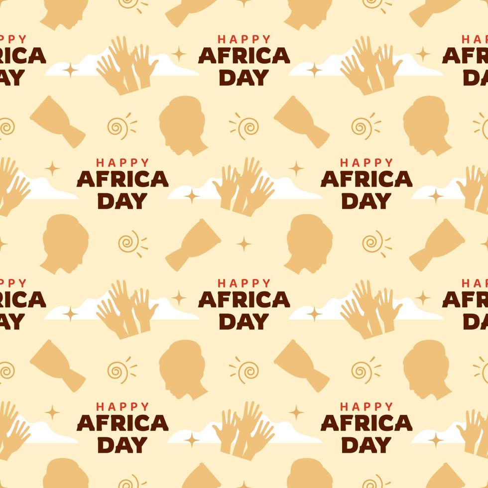 Happy Africa Day Seamless Pattern Design with Culture African Tribal Figures Decoration in Template Hand Drawn Cartoon Flat Illustration vector