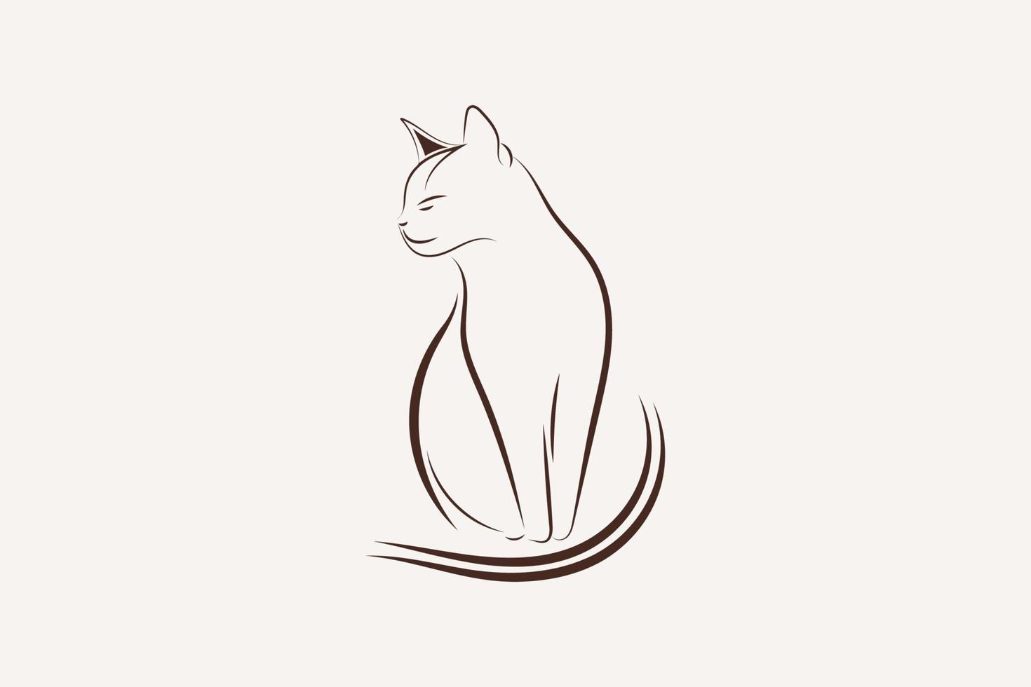 Simple Drawing Cat Logo Template vector