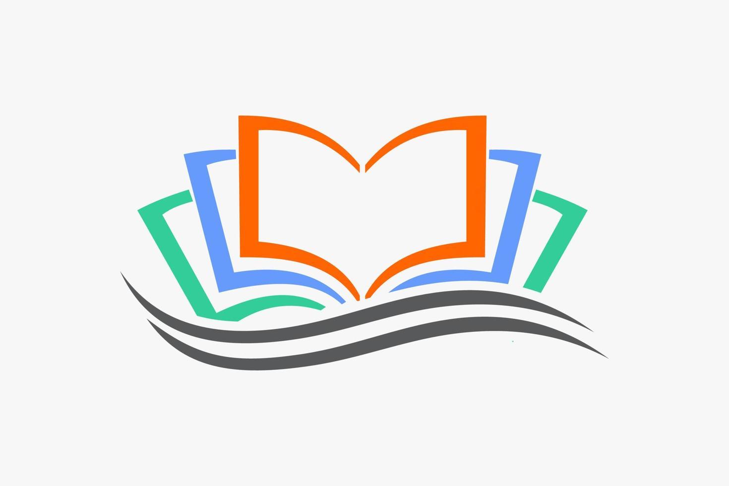 Open Book Logo Education Flat Vector Design