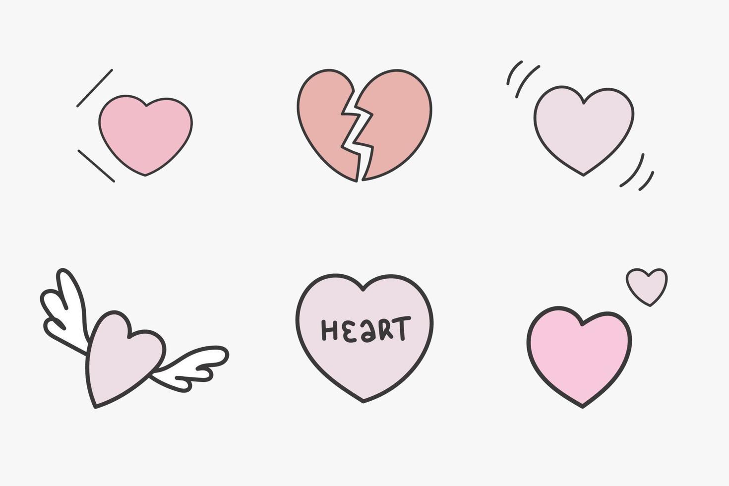 corazón dibujos animados icono conjunto vector