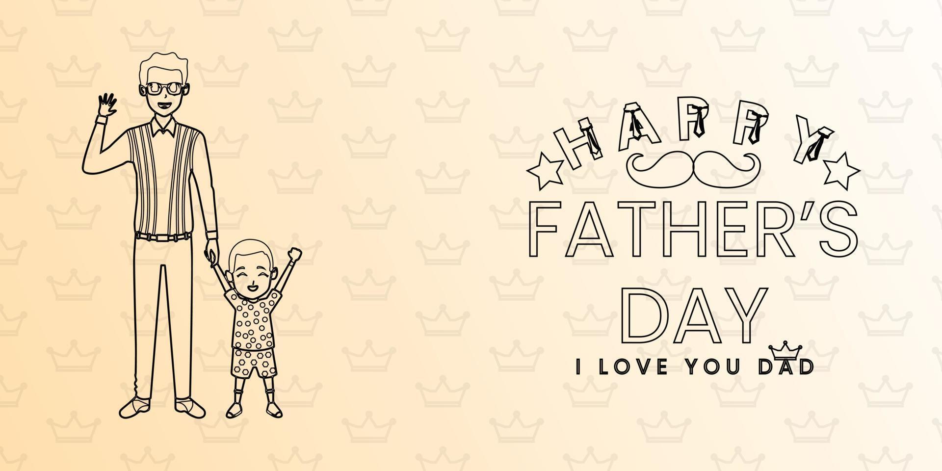 happy father's day poster design with art elements vector file