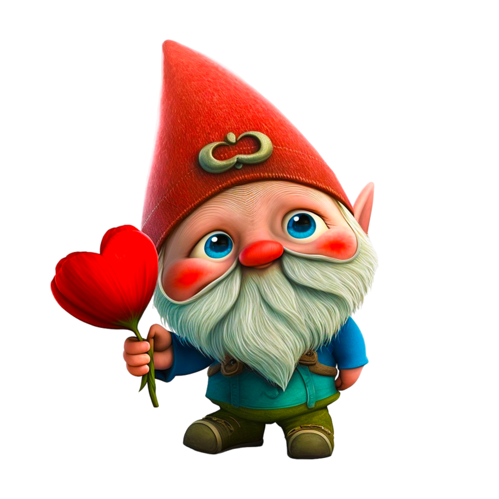 valentines journée gnome en portant l'amour rouge cœur png