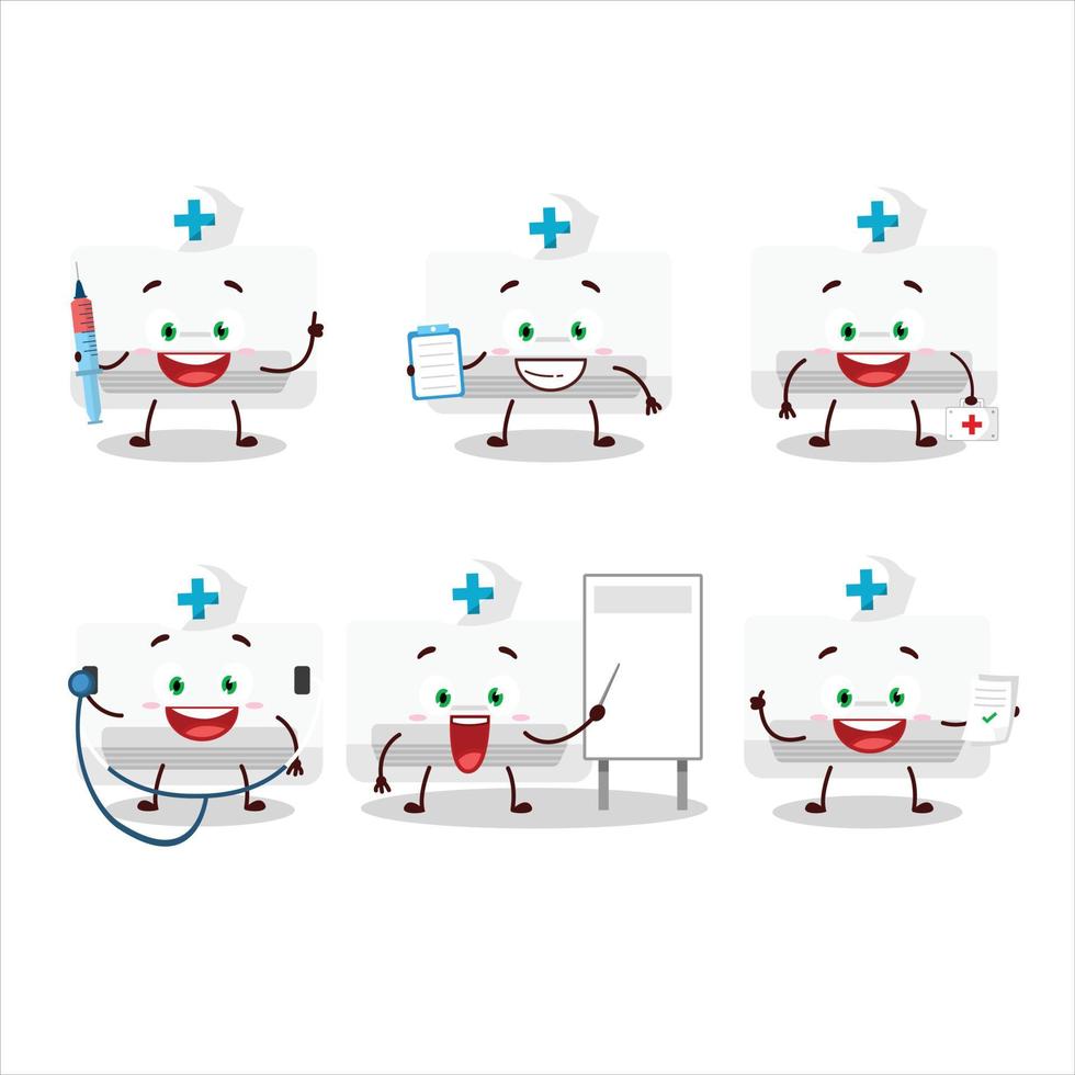 médico profesión emoticon con aire acondicionador dibujos animados personaje vector