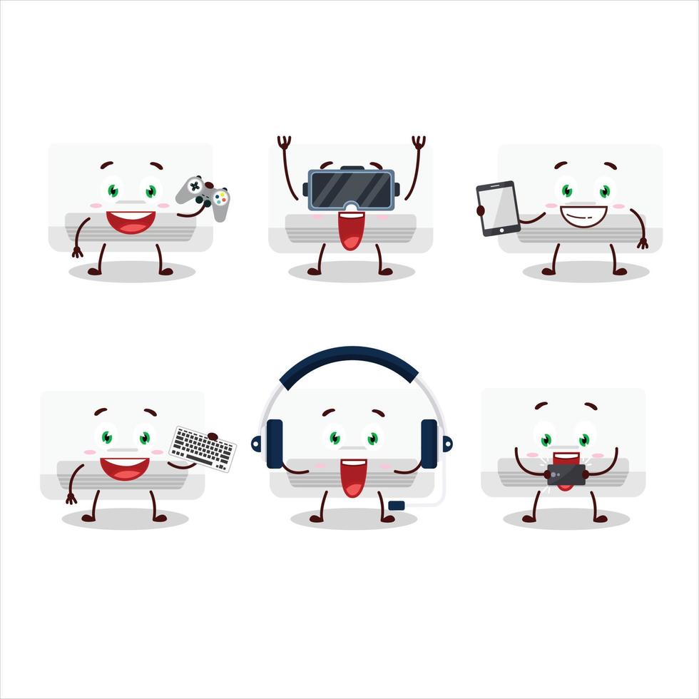 Air conditioner cartoon character are playing games with various cute emoticons vector