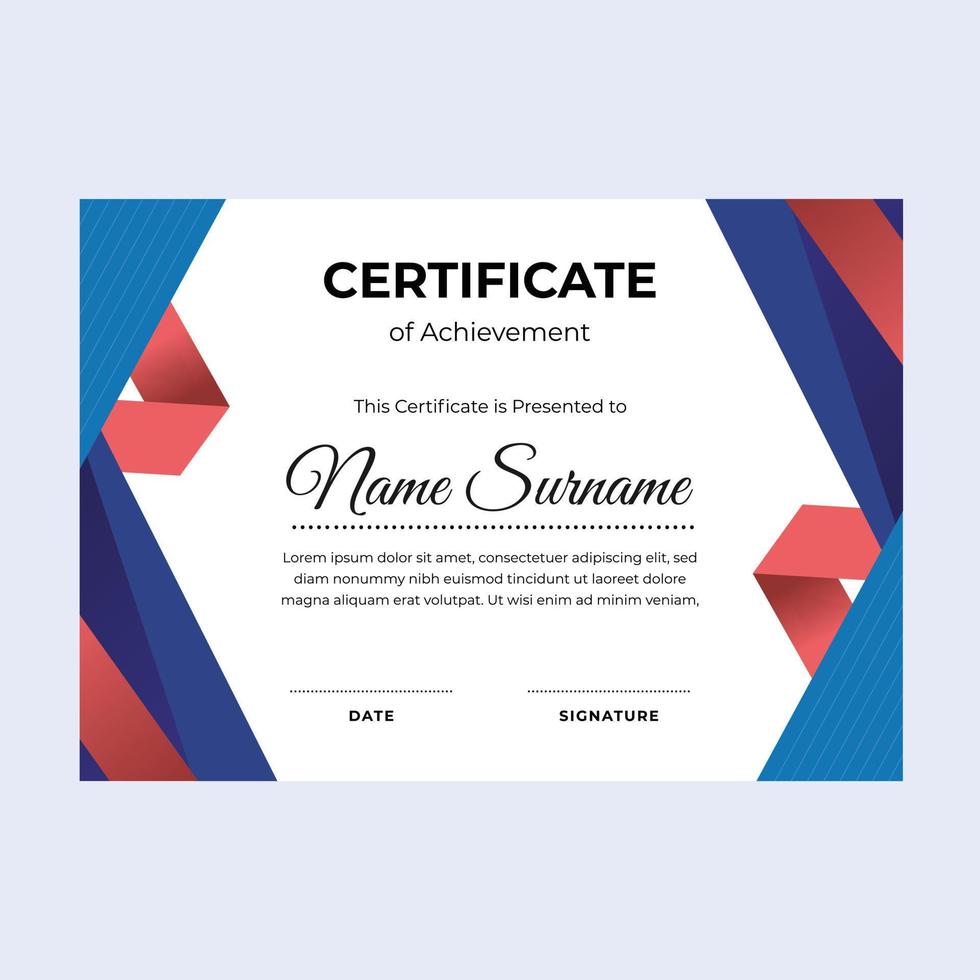 Origami color certificate of achievement suitable for awards in corporate, personal business, and community vector