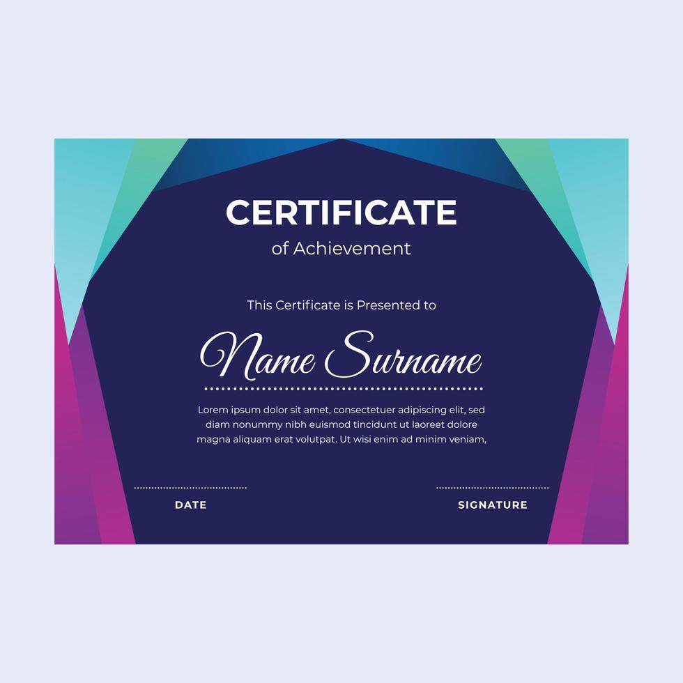 Dark purple certificate of achievement suitable for awards in corporate, personal business, and community vector