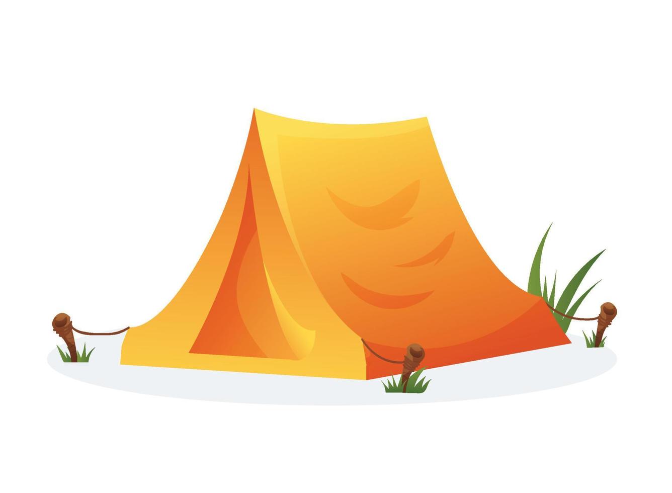 Tent camping in outdoor travel vector illustration