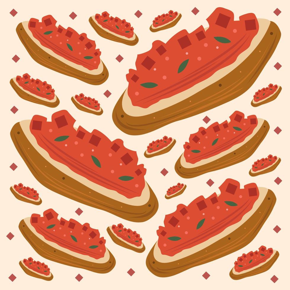 Grilled tomato bruschetta vector illustration for graphic design and decorative element
